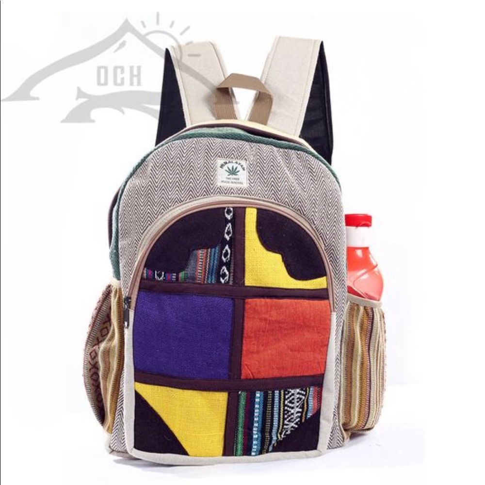 100% Handmade Hemp Multi Color Backpack - Nepal